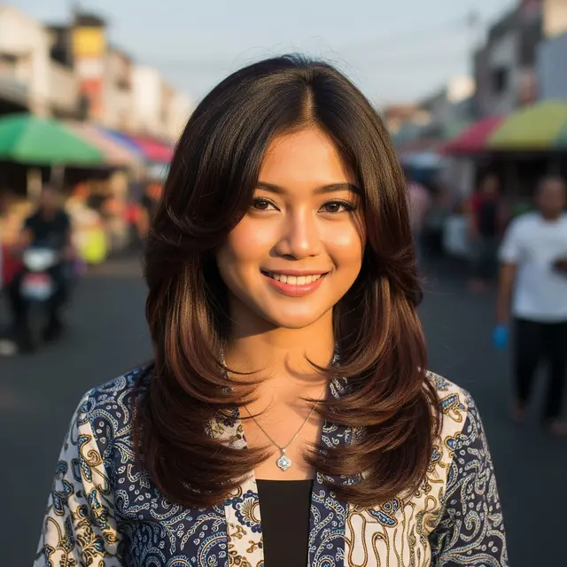 Model Rambut Wanita Atas Pendek Bawah Panjang (Image by Gemini AI)