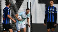 Penyerang Inter Milan, Edin Dzeko, merayakan gol ke Atalanta pada laga pekan ke-15 Serie A 2022/2023 di Stadio Atleti Azzurri d'Italia, Minggu (13/11/2022) malam WIB. (AFP/Isabella Bonotto)