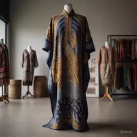 Kaftan Batik Kombinasi Brokat. Foto: Meta.Ai