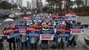 Aksi unjuk rasa ini berimbas pada terganggunya layanan kesehatan dan perawatan pasien. (Jung Yeon-je/AFP)
