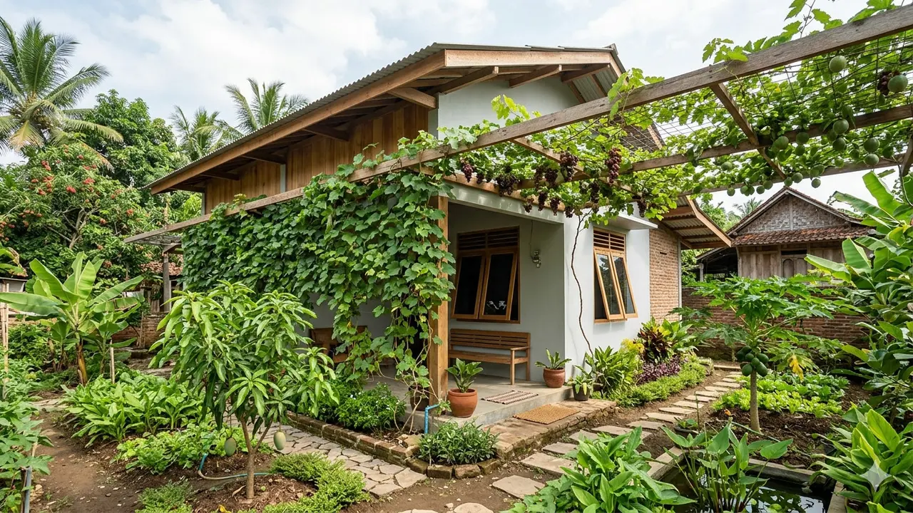 Desain Rumah Sejuk dengan Kebun Buah Mini