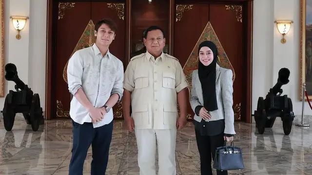 Lesti Kejora, Rizky Billar, dan Prabowo Subianto. (Foto: Dok. Instagram @rizkybillar)