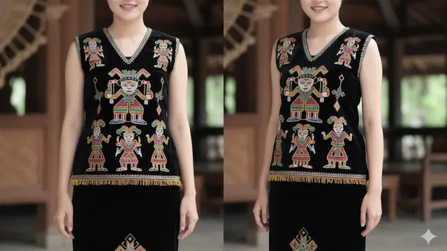 Baju Ta'a motif manusia (Gemini AI)
