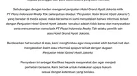 Heboh Hotel Grand Hyatt Jakarta Dijual Rp12,5 Triliun, Plaza Indonesia Akhirnya Klarifikasi
