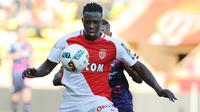 Bek AS Monaco, Benjamin Mendy, saat tampil pada laga Liga Prancis melawan Bordeaux di Stadion Louis II, Monaco, Sabtu (11/3/2017). (AFP/Valery Hache)