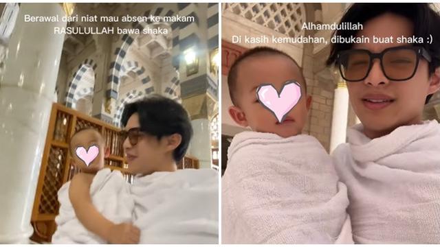 6 Momen Rey Mbayang Ajak Anak ke Makam Rasulullah SAW, Banjir Pujian