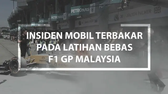 Video insiden terbakarnya mobil Kevin Magnussen dari tim Renault pada sesi latihan bebas pertama F1 GP Malaysia.