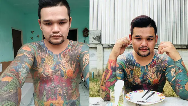 Fans Berat, Pria Ini Memiliki Tatto Bergambar Dragon Ball Di Sekujur Tubuhnya