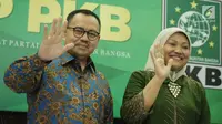Cagub-Cawagub Jawa Tengah Sudirman Said dan Ida Fauziah saat deklarasi di Jakarta, Selasa (9/1). Pasangan Sudirman Said dan Ida Fauziah mendapat dukungan dari partai politik PKB, Gerindra, PAN dan PKS untuk Pilkada Jateng. (Liputan6.com/Faizal Fanani)