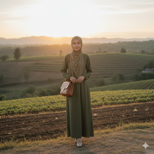 5. Abaya Polos Warna Earth Tone