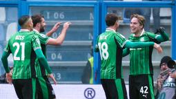 Gol Sassuolo dicetak oleh Kristian Thorstvedt. Sedangkan gol dari Parma dihasilkan oleh Mateo Pellegrino. (Massimo Paolone/LaPresse via AP)