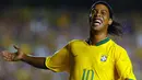 Peraih FIFA Ballon d'Or 2004 dan 2005, Ronaldinho, dikabarkan sang kakak, Roberto Assis sedang memikirkan tawaran bermain di Malaysia. Media Malaysia sendiri memberitakan pesepak bola Brasil itu akan bermain untuk Pahang FA. (AFP/Joao Paulo)