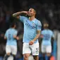 Penyerang Manchester City, Gabriel Jesus, merayakan golnya ke gawang Shakhtar Donetsk, pada Matchday 4 Grup F Liga Champions, Kamis (8/11/2018) dini hari WIB, di Etihad Stadium.  (AFP / Oli Scarff)