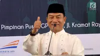 Kepala Staf Kepresidenan Moeldoko berpidato dalam acara Peringatan Nuzulul Quran dan Hari Lahir Pancasila di kantor PP GP Ansor, Jakarta, Sabtu (02/6). Peringatan ini mengusung tema Alquran Suci, Pancasila Sakti. (Liputan6.com/Pool/Sandoval)