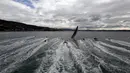 Kapal layar Robertissima III dari Italia bersaing pada lomba Barcolana di Pelabuhan Trieste, Italia, Minggu, (13/10). Barcolana merupakan salah satu perlombaan kapal layar tahunan terbesar di dunia yang dimulai sejak 1969. (REUTERS/Stefano Rellandini)