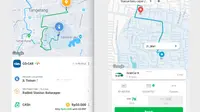 Perbedaan rute tarif mobil Go-Jek dan Grab saat jam sibuk di pagi hari. Liputan6.com/Jeko I.R.