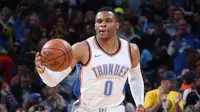 Guard Oklahoma City Thunder, Russell Westbrook, telah mencetak triple-double melawan seluruh 29 tim NBA. (NBA)