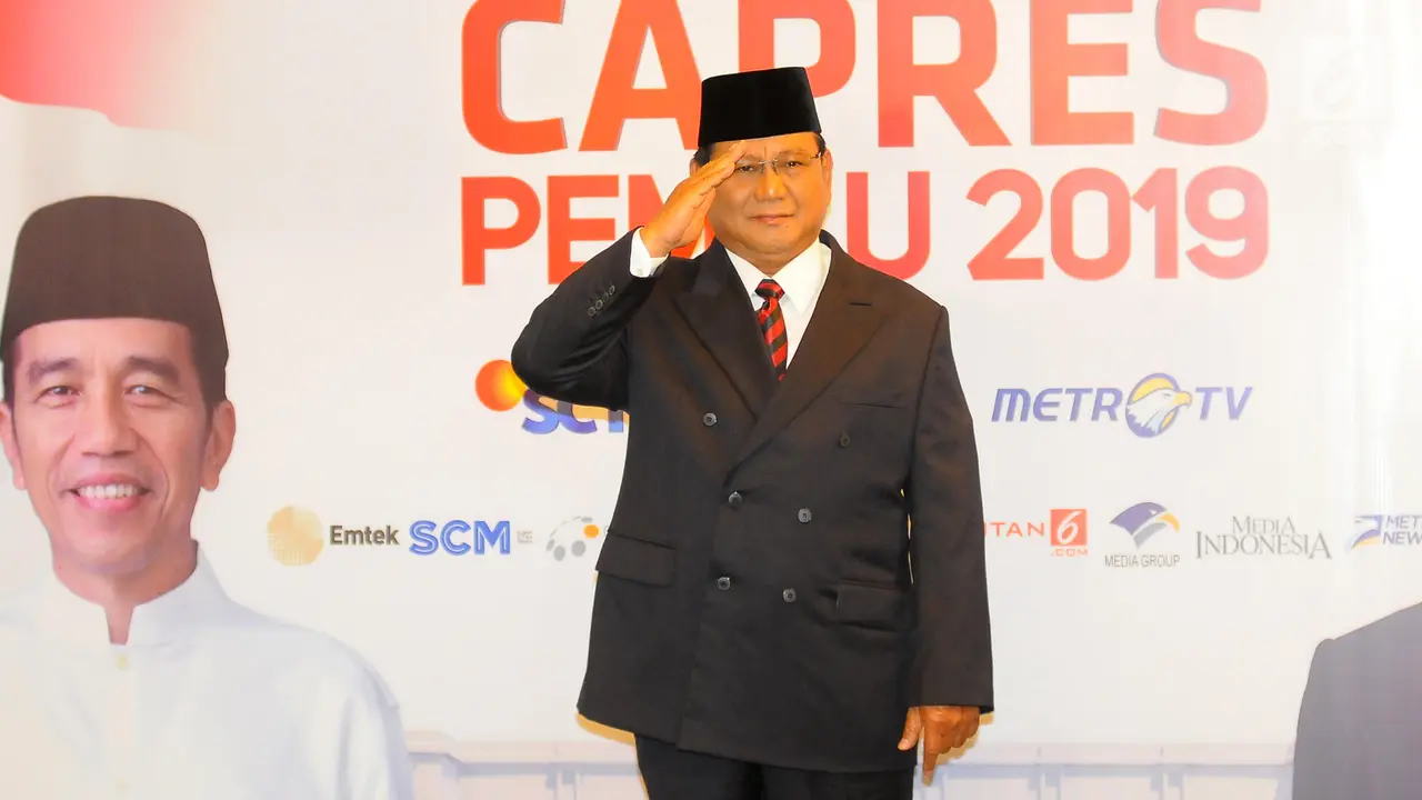 Tiba Lebih Awal, Prabowo Sapa Wartawan di Lokasi Debat Keempat Pilpres 2019