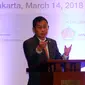 Menteri Energi dan Sumber Daya Mineral Indonesia Ignasius Jonan menyampaikan penjelasan saat menghadiri Transformational Business Day: Indonesia Energy, Gas & Renewables di Jakarta, Rabu (14/3). (Liputan6.com/Arya Manggala)