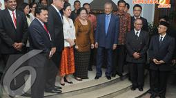 Dalam pertemuan itu Mega didampingi Joko Widodo dan Ketua Bappilu PDI Perjuangan Puan Maharani, Jakarta Pusat, Senin (14/4) (Liputan6.com/Herman Zakharia).