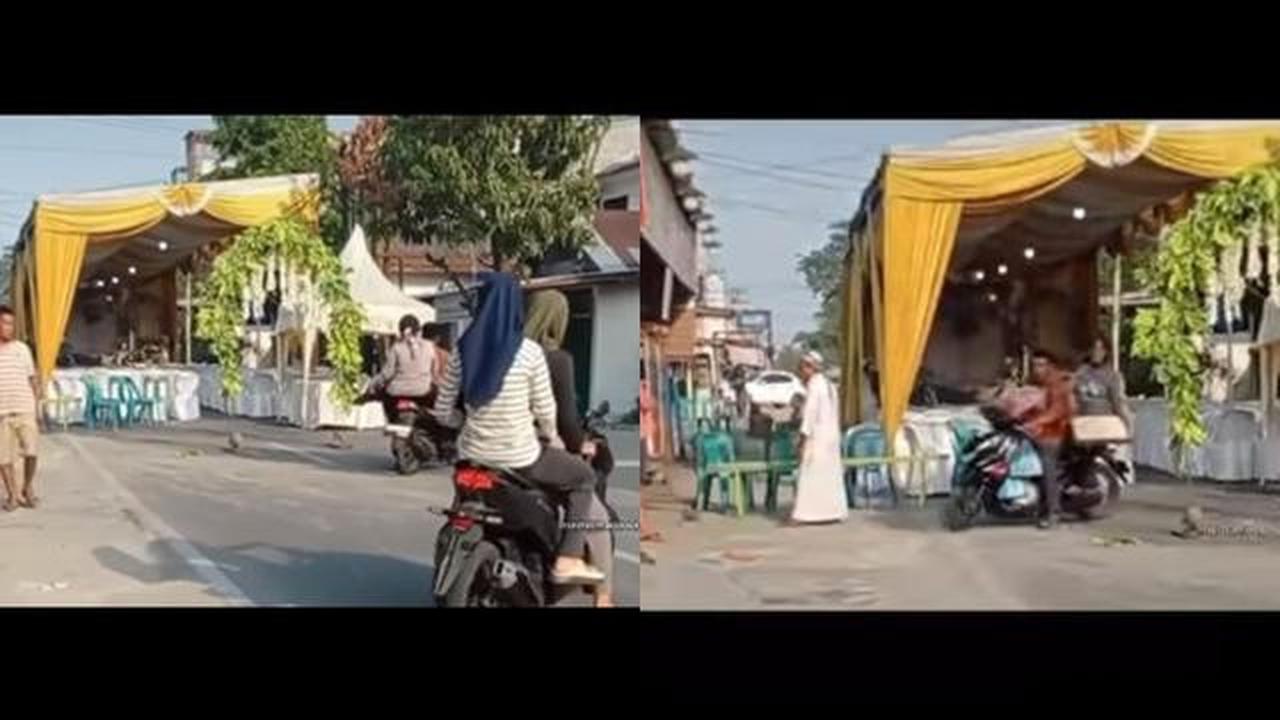 Tenda Hajatan Bikin Susah, Pengguna Jalan Terpaksa Putar Balik