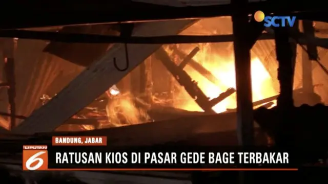 Sekitar 600 kios di Pasar Induk Gede Bage hangus dilalap api.