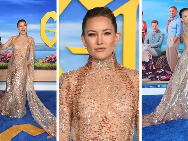 Foto kolase Kate Hudson saat menghadiri pemutaran perdana "Glass Onion: A Knives Out Mystery" di Academy Museum of Motion Pictures  di Los Angeles, California pada 14 November 2022. (AFP Photo)