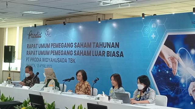 Rapat Umum Pemegang Saham Tahunan (RUPST) dan Rapat Umum Pemegang Saham Luar Biasa (RUPSLB) PT Prodia Widyahusada Tbk (PRDA), Kamis, 13 April 2023. (Foto: Liputan6.com/Elga N)