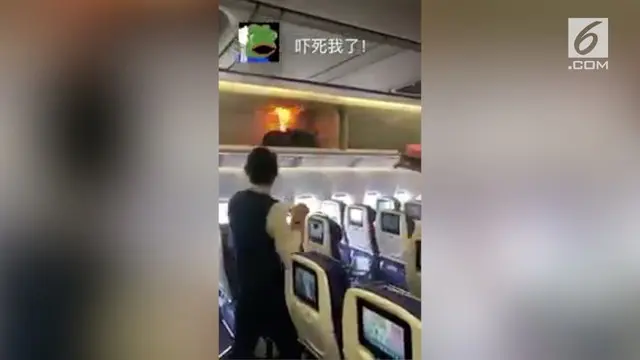 VIDEO: Detik-Detik Power Bank Terbakar di Kabin Pesawat