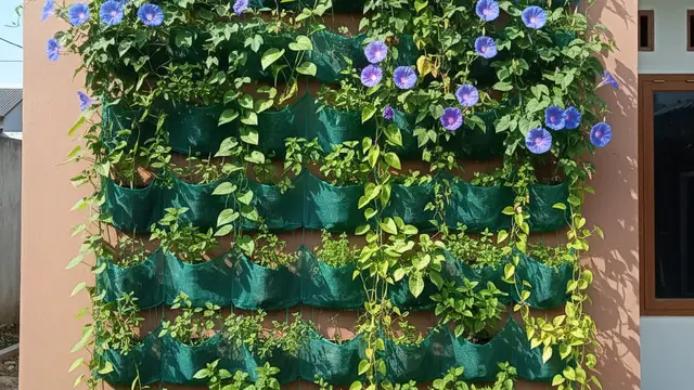 Desain rumah kecil tanpa halaman tapi punya kebun di dinding. Gemini