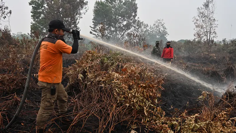 Aksi Prajurit TNI Berjibaku Padamkan Kebakaran Hutan Riau