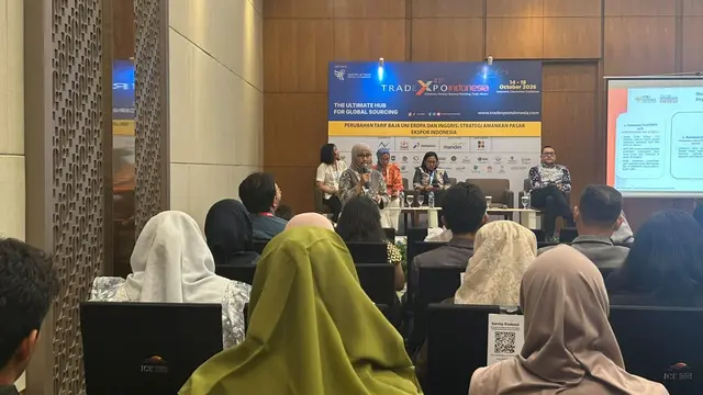 Seminar “Perubahan Tarif Baja Uni Eropa dan Inggris: Strategi Amankan Pasar Ekspor Indonesia” dalam Trade Expo Indonesia (TEI) 2026 di Indonesia Convention Exhibition (ICE) BSD City. (Dok Kemendag)