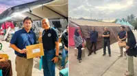 Menyerahkan bantuan dari PDPI Cabang Jakarta kepada PDPI Cabang NTT di RS Komodo Labuan Bajo, 22 Agustus 2026, pascagempa yang mengguncang wilayah tersebut. (Foto: Prof Tjandra Yoga Aditama)