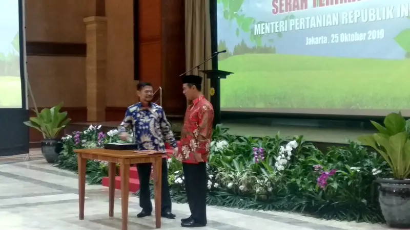 Sertijab Menteri Pertanian. Liputan6.com/Maulandy