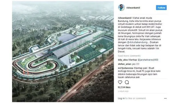 Layout sirkuit balap di Bandung