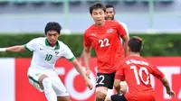 Gelandang Timnas Indonesia U-22, Septian David, beraksi pada laga melawan Mongolia, Jumat (21/7/2017). (PSSI)