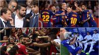 Berikut ini lima momen menarik La Liga Spanyol 2017/2018 pekan keenam. (Kolase foto-foto dari AFP dan AP)