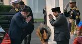 Presiden Prabowo Subianto  menyambut  Perdana Menteri Thailand Anutin Charnvirakul di Istana Merdeka, Jakarta, Senin (3/8/2026). (AFP/ Bay Ismoyo)