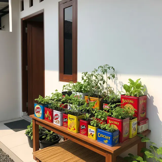 9 Desain Kebun Sayur Pakai Kaleng Biskuit Bekas, Solusi Kreatif Lahan Sempit
