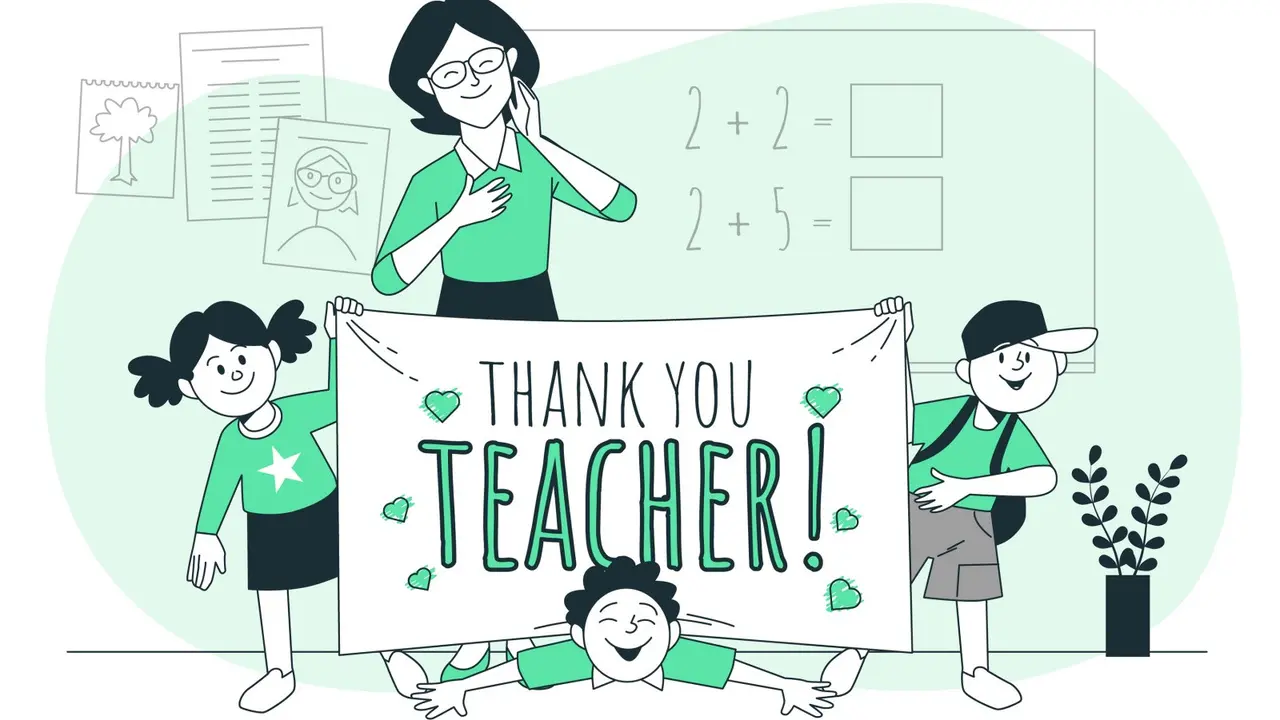 Ilustrasi guru, guru dan murid, terima kasih guru