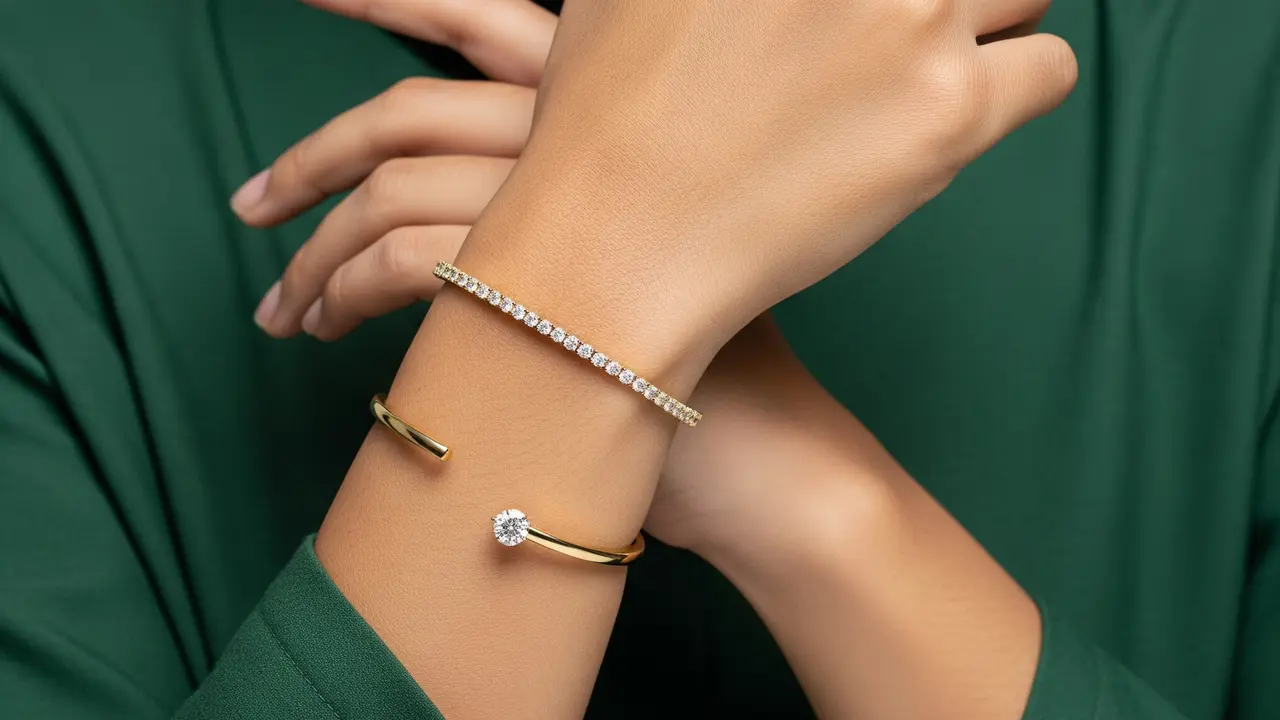 Model Gelang Emas Muda Berlian Kecil Mewah untuk Tabungan Masa Depan. Gemini
