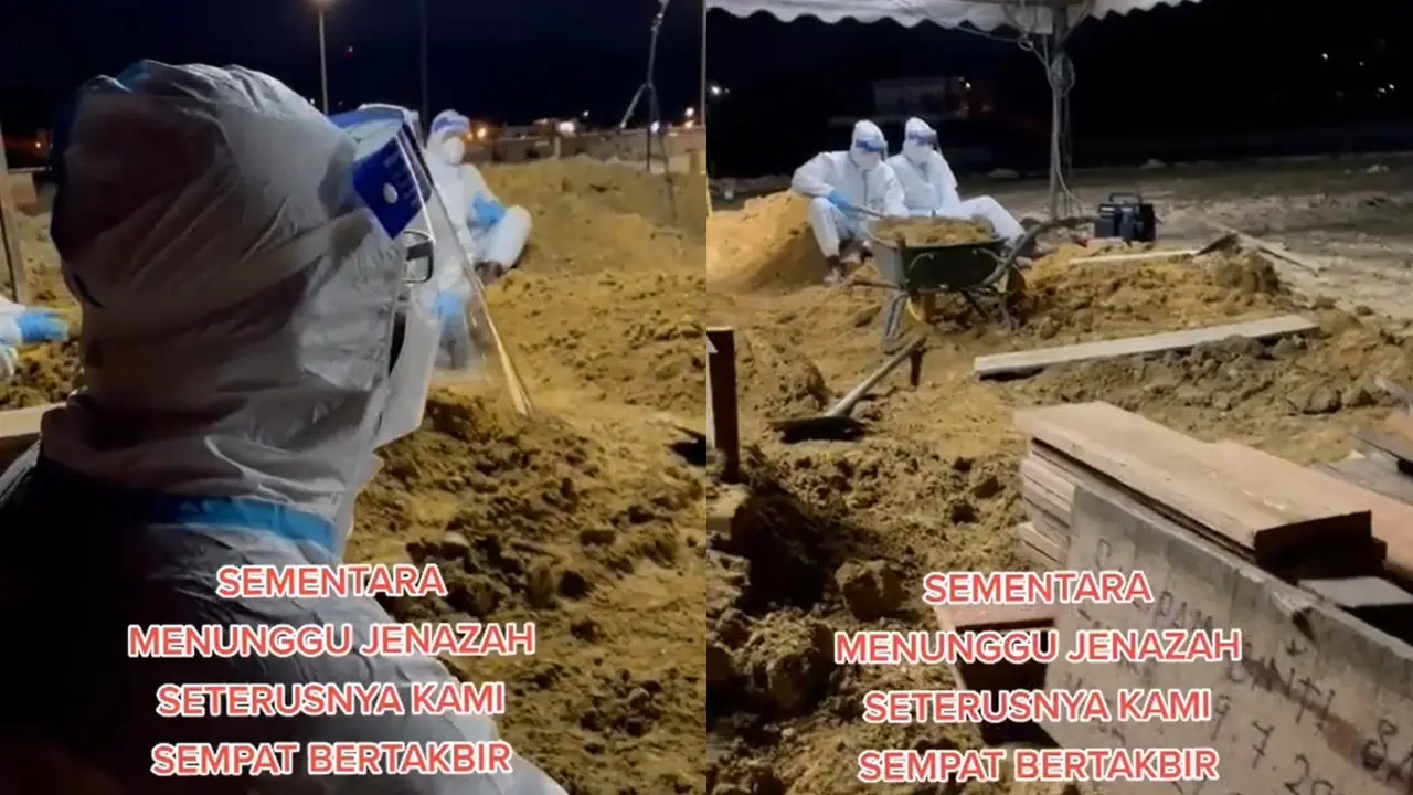 Kumandang takbir seorang penggali kubur peringati Idul Adha 1442 H.