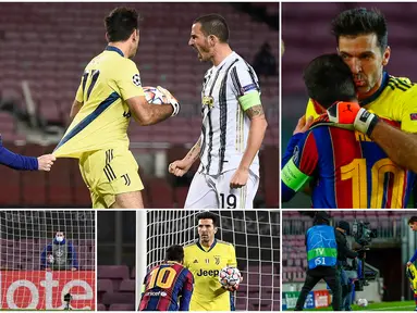 Striker Barcelona, Lionel Messi, tertangkap kamera menarik baju kiper Juventus, Gianluigi Buffon, pada laga Liga Champions. Aksi usil La Pulga tersebut dilakukan lantaran merasa frustasi usahanya membobol gawang Juventus selalu dipatahkan sang kiper 42 tahun.