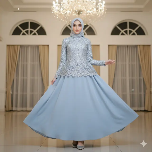 7 Model Gamis Terbaru Atas Brokat Bawah Polos, Tampil Anggun dan Modern untuk Segala Acara