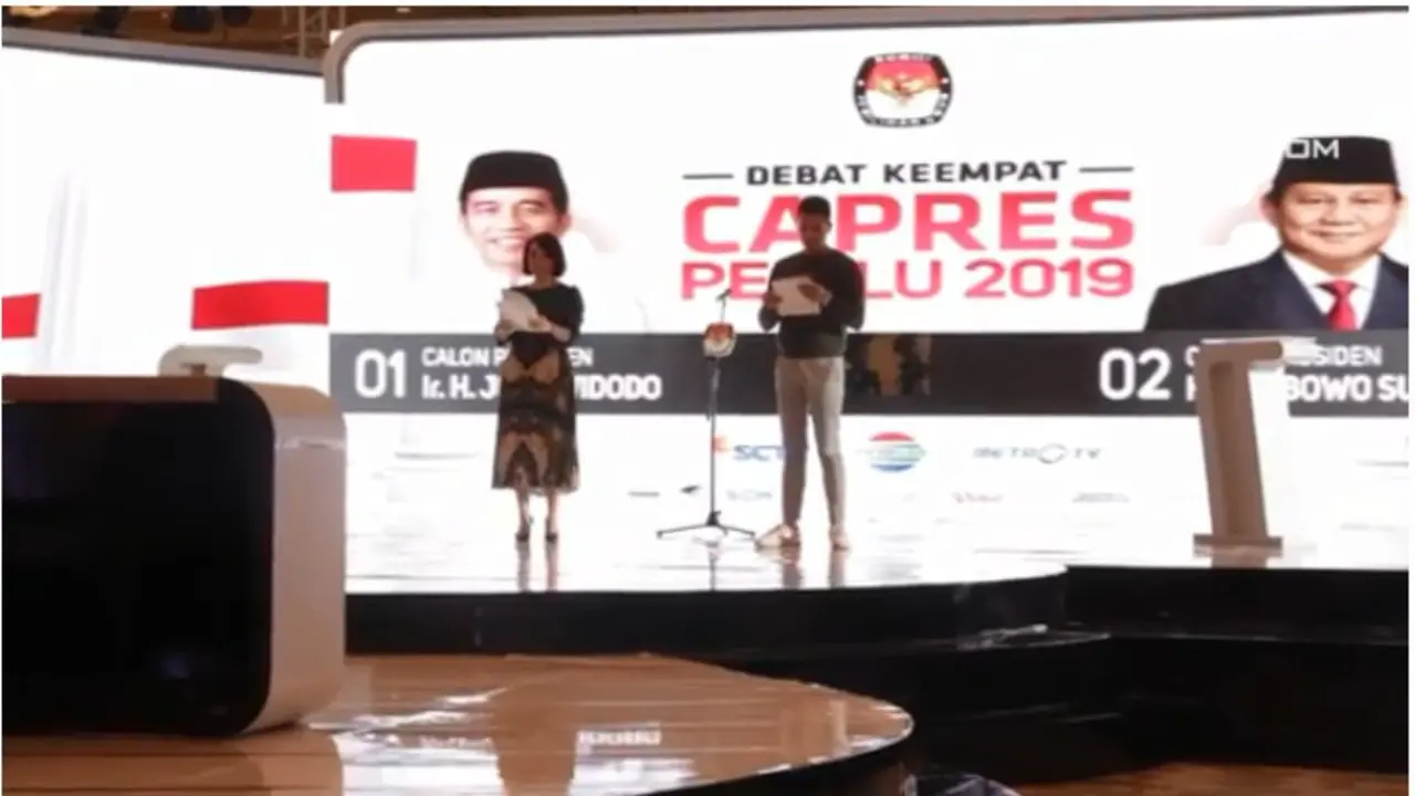 Moderator debat keempat Pilpres 2019 Retno Pinasti dan Zulfikar Naghi