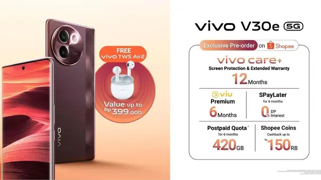 Cek Harga, Paket Penawaran, dan Program Pre-Order vivo V30e