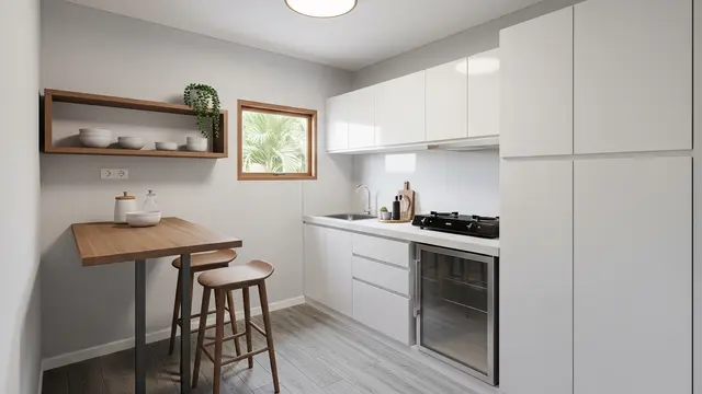 Desain Dapur Gaya Japandi untuk Ruang Kecil dengan Anggaran Rp10 Juta /Ilustrasi gambar AI
