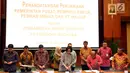 Suasana penandatangan perjanjian Pemerintah Pusat, Pemprov Papua, Pemkab Mimika dan PT Inalium tentang Pengambilan Saham Divestasi PT Freeport Indonesia di Kementrian Keuangan Jakarta, Jumat (12/2). (Liputan6.com/Johan Tallo)