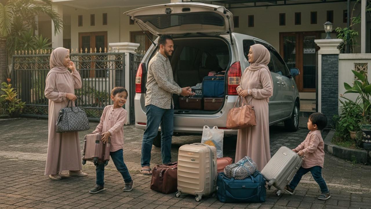 ilustrasi mudik dengan mobil