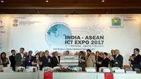 Pembukaan konferensi India-ASEAN ICT Expo 2017 di Ballroom Shangri-La, Jakarta, Rabu (6/12/2017). Liputan6.com/Jeko Iqbal Reza